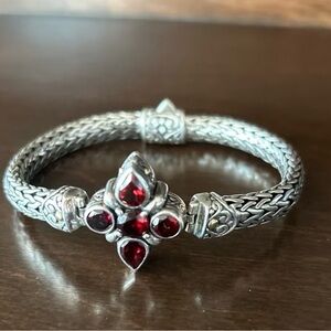 Michael Kors Silver Bracelet with Ruby Red Gems